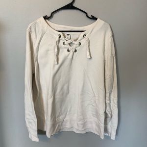 Old Navy White/Cream Lace Up Top